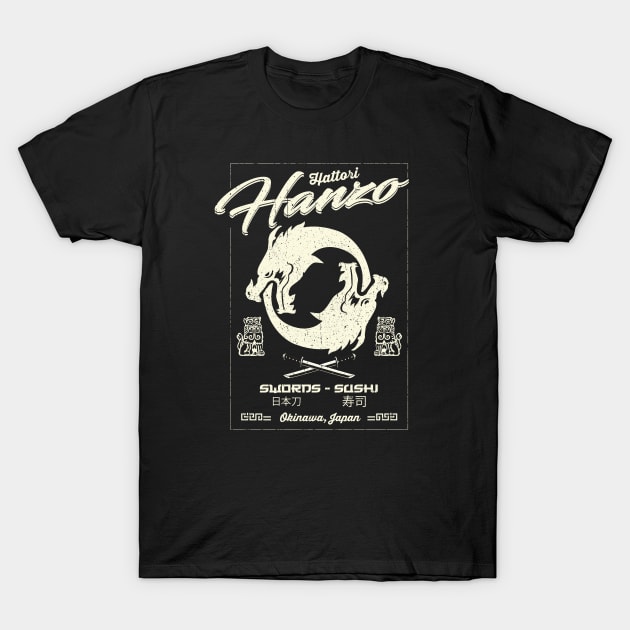 Hattori Hanzo Eating Dragon Logo T-Shirt by Alema Art